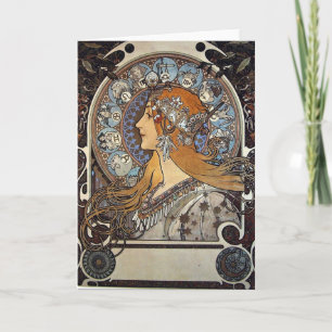 Zodiac Woman av Alphonse Mucha - Art nouveau Kort