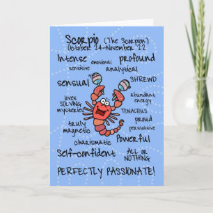 zodiac word cards - scorpio kort