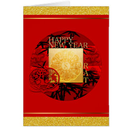 Zodiac Yin Yang Bamboo Chinese Råtta Year 2020 GC Hälsningskort