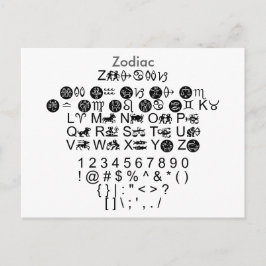 Zodiac - Zazzle Font Sampler Lakan med Guide Vykort