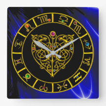 ZODIACAL SIGNS IN BLUE,GULD ASTRAL HEART Astrology