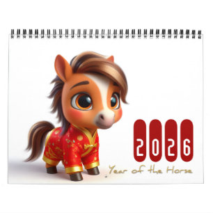 Zodiacdjur i kinesisk Baby år 2026 Kalender