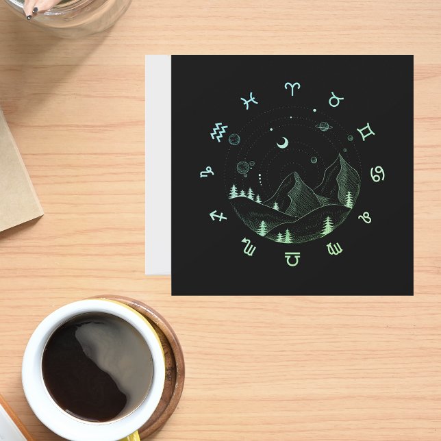 Zodiachjulsberg liggande kvadrat Hälsning Kort (Skapare uppladdad)