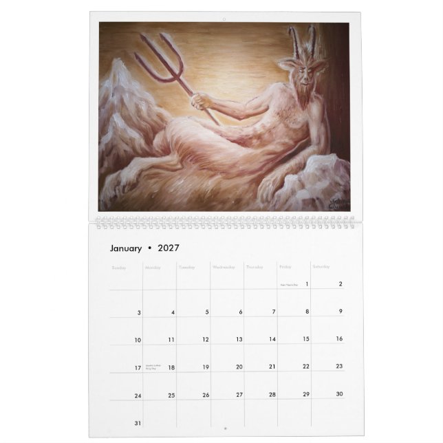 Zodiackalender för grekisk och roman mythology kalender (Jan 2027)