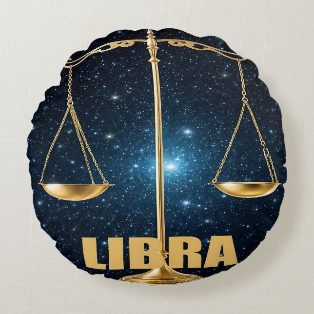 Zodiacs tecken på libra rund kudde (Framsidan)