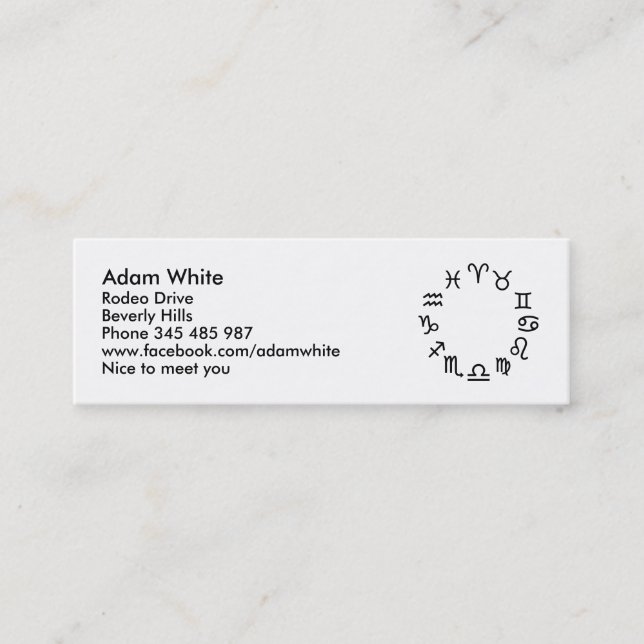 Zodiactecken Mini Visitkort (Framsida)