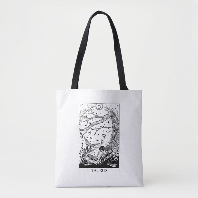 Zodiactecken Taurus Tarot Card Tote Bag Tygkasse (Framsida)