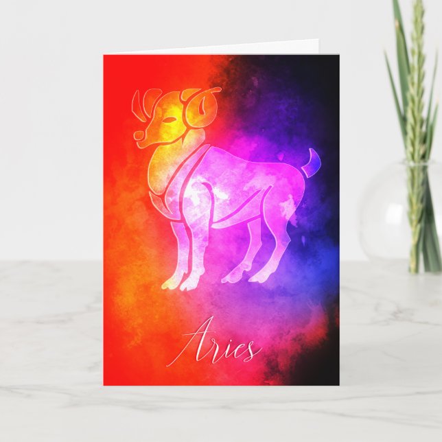 Zodiak: Aries Colorful Candy Färg Birthday Card Kort (Framsida)