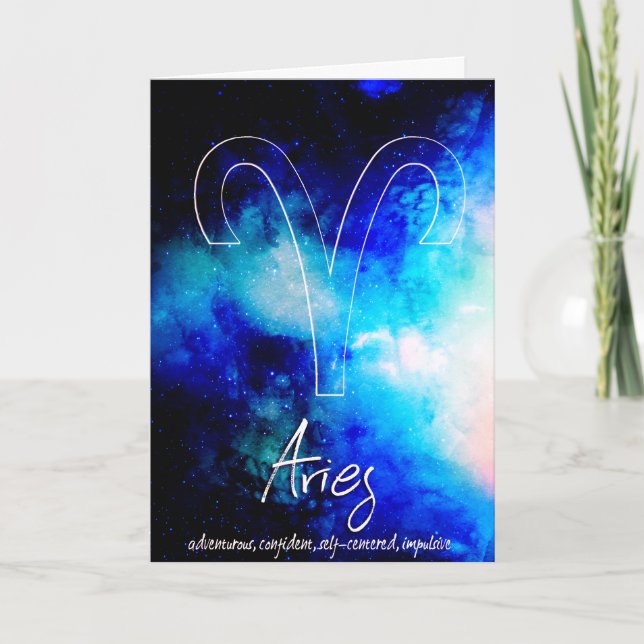 Zodiak: Aries Traits Birthday Card Kort (Framsida)