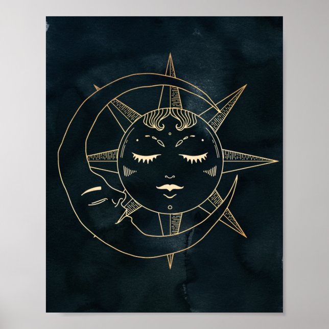 Zodiak, Astrologi, Poster Måne Sol Stars (Framsidan)