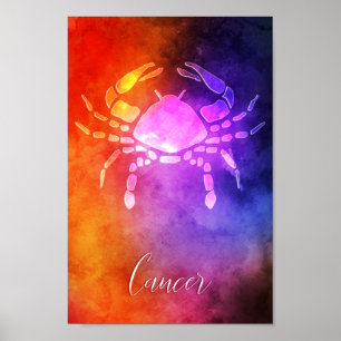 Zodiak: Cancer Colorful Candy Färg Poster