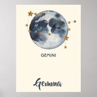 Zodiak Celestial Tvillingarna Barnkammare Väggkons Poster