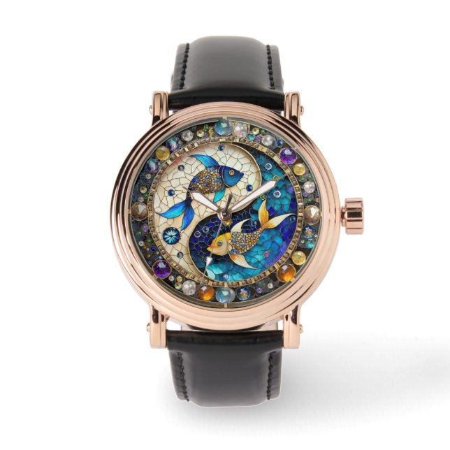 Zodiak - Fiskarna Yin och Yang Armbandsur (Framsida)