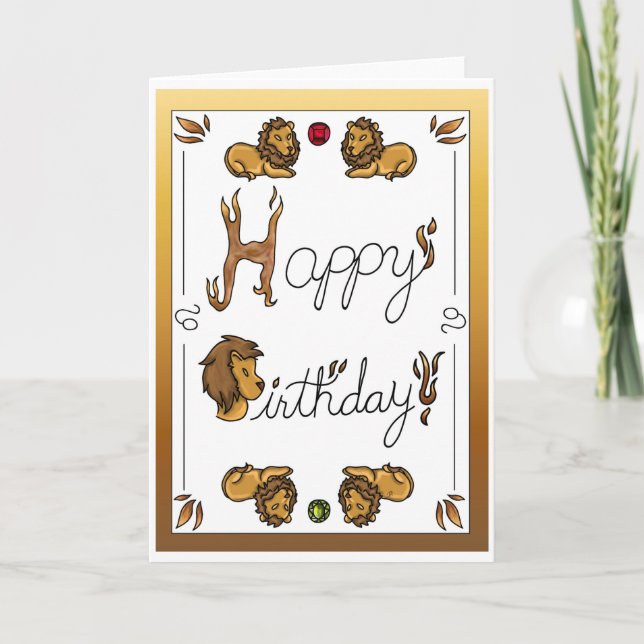 Zodiak födelsedags kort Lejonet (Framsida)