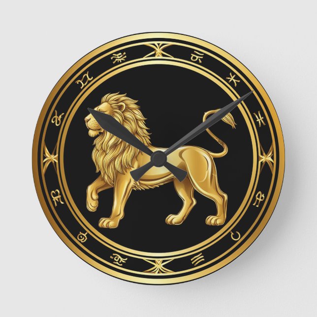 Zodiak Leo-emblem Rund Klocka (Framsida)