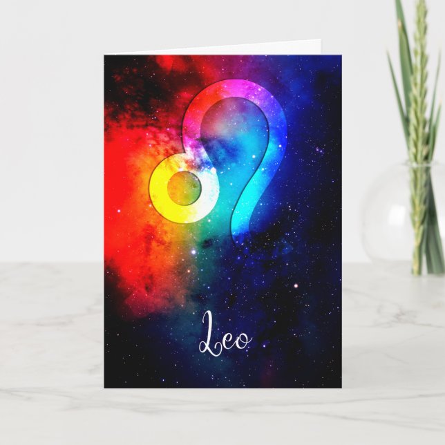 Zodiak: Leo Rainbow Space Kort (Framsida)