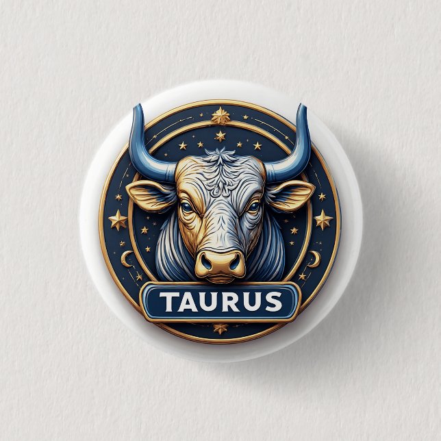 ♉ Zodiak Oxe Guld Emblem Aura  ♉ Knapp (Framsida)