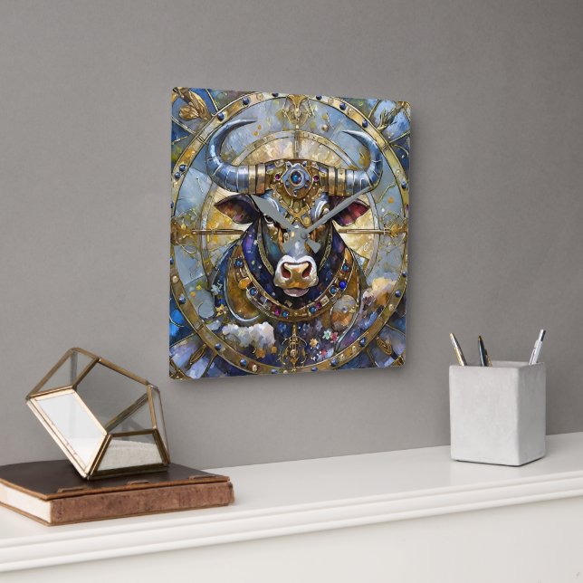 Zodiak - Oxen Fyrkantig Klocka (Kontor)