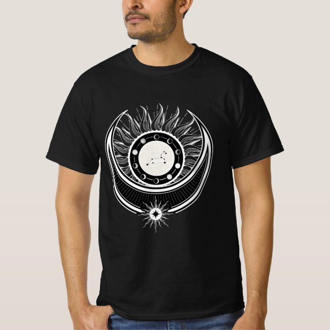 Zodiak Symbol T-Shirt – Modig Astrologi & Lejon/Le (Framsida)