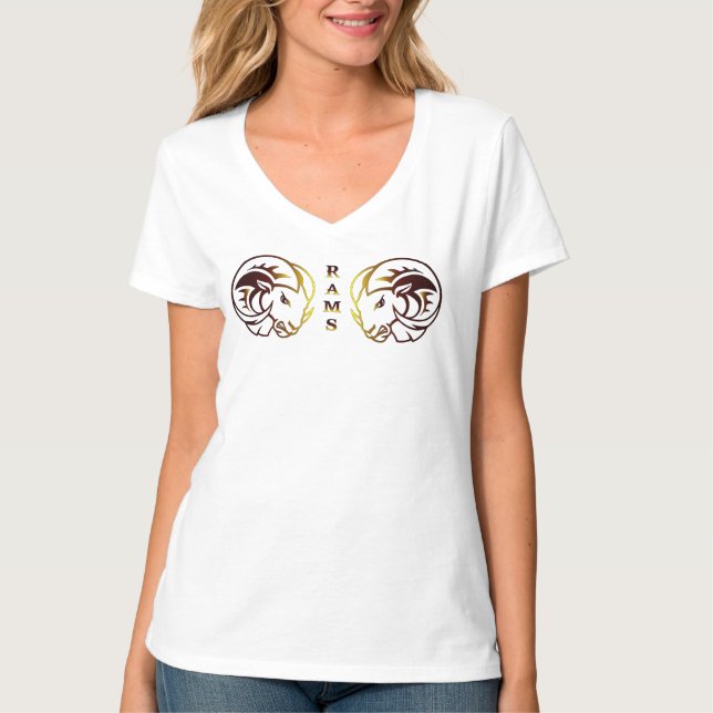 Zodiak Väduren Kvinnor V-ringad T-shirt (Framsida)
