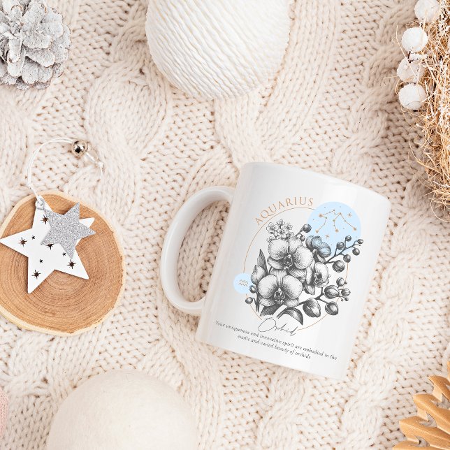 Zodiak Vattumannen Blommig Konstellation Astrologi Kaffemugg (Aquarius mug)