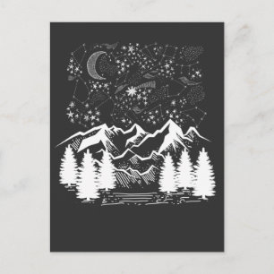 Zodiakala stjärnbilder natt stjärnor berg vykort