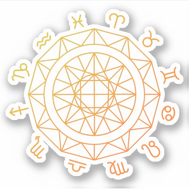 Zodiakens astrologiska hjul  klistermärken (Framsida)