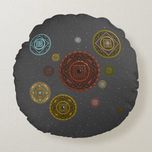 Zodiakens runda fyllning rund kudde (Framsidan)