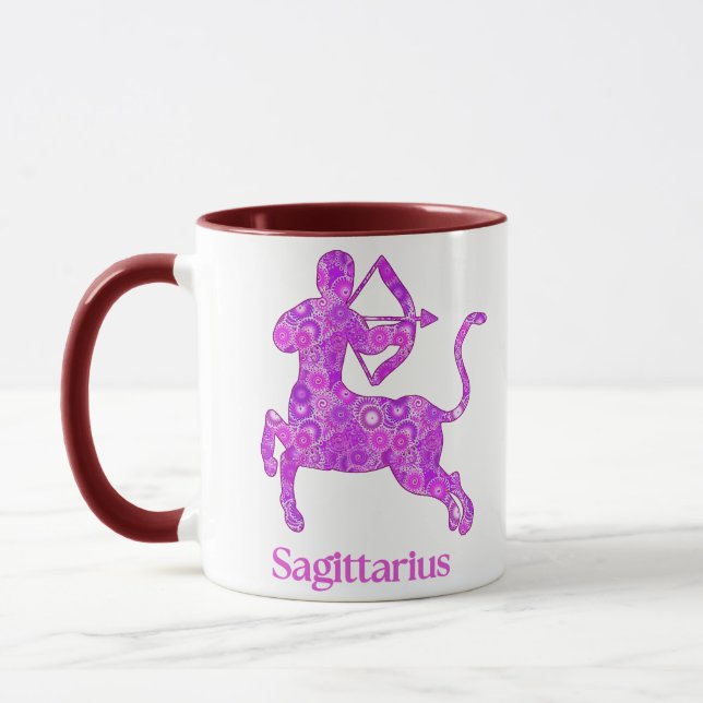Zodiakens tecken för Skytten i ametistlila Mugg (Vänster)
