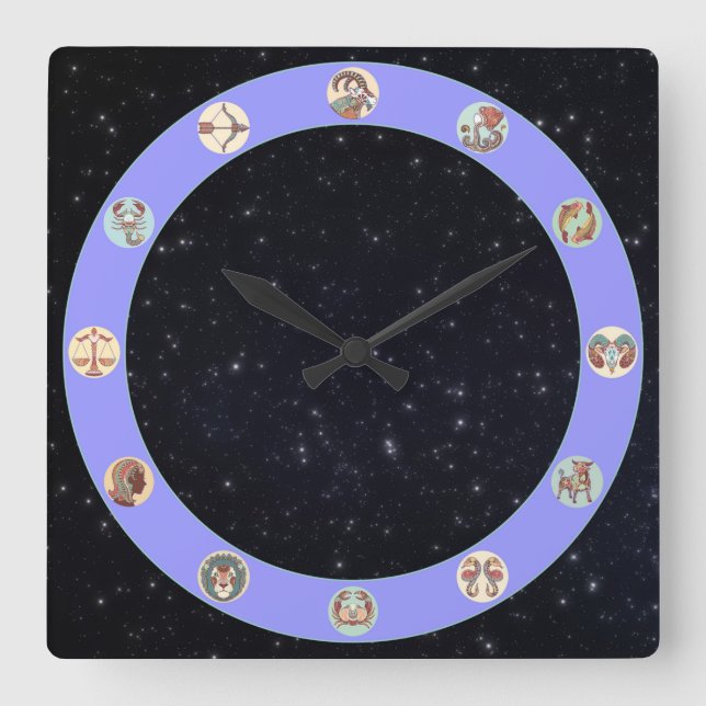 Zodiaksymbol med stjärnor fyrkantig klocka (Framsida)