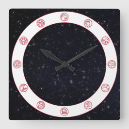 Zodiaksymbol med streck fyrkantig klocka