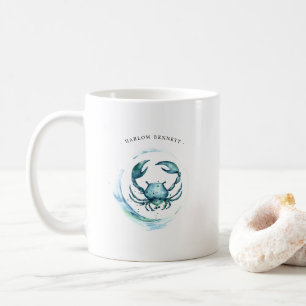 Zodiaktecken för vattenfärgscancer   Monogram Kaffemugg
