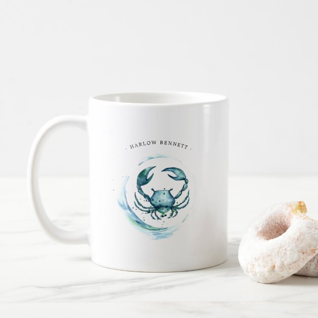 Zodiaktecken för vattenfärgscancer | Monogram Kaffemugg (Med munk)