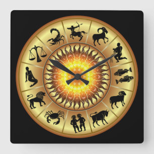 Zodiaktecken ~ Tosted Sol Center ~ Fyrkantig Klocka