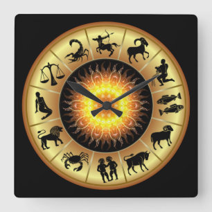 Zodiaktecken ~ Tosted Sol Center ~ Fyrkantig Klocka