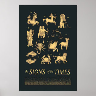 Zodiaktryck Gyllene Astrologiska Symboler, Celesti Poster