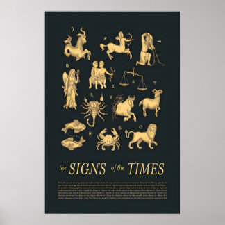 Zodiaktryck Gyllene Astrologiska Symboler, Celesti Poster