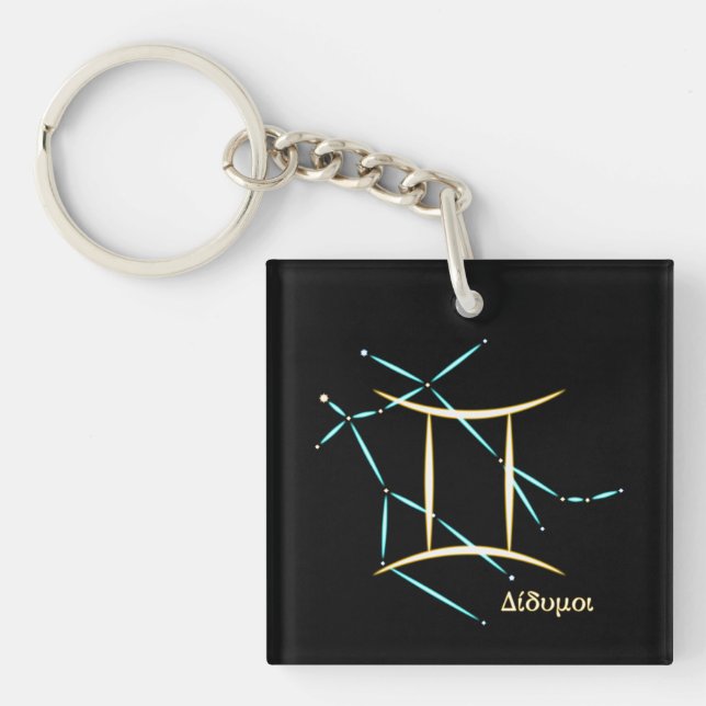 Zodiakusstjärnbild Tvillingarna Nyckelring (Framsidan)
