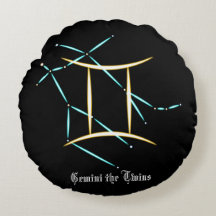 Zodiakusstjärnbild Tvillingarna Rund Kudd