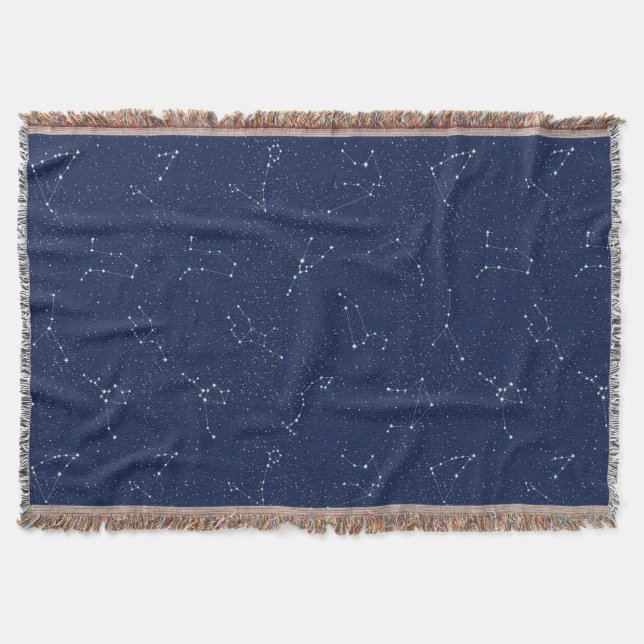 Zodiakusstjärnbilder mot en mörkblå stjärnhimmel filt (Framsidan)