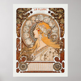 Zodiaque eller La Plume Alphonse Mucha Art nouveau Poster