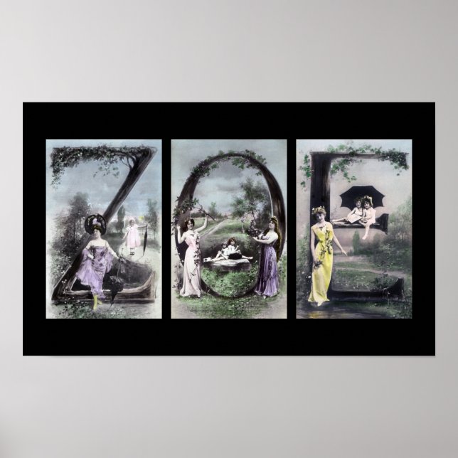 ZOE Alphabet Brev Namn Art Poster (Framsidan)