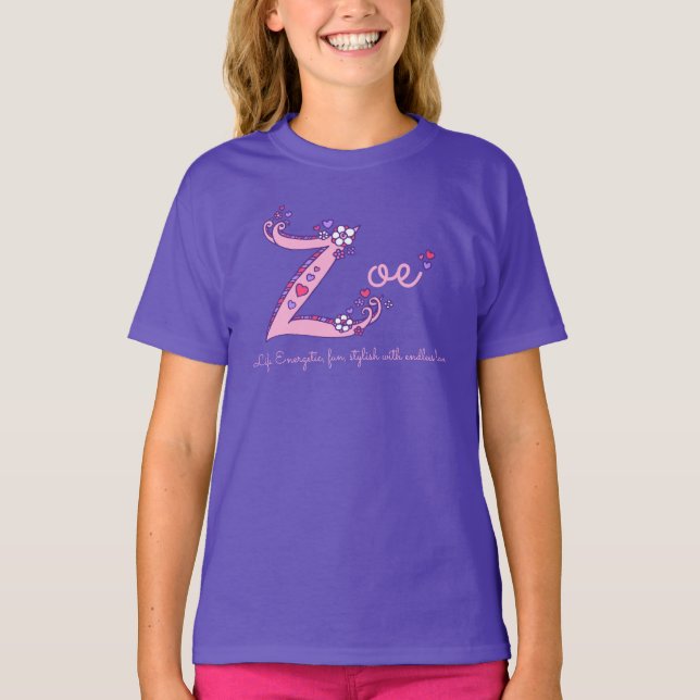 Zoe-flickor Z namn betydelse anpassad tee (Framsida)