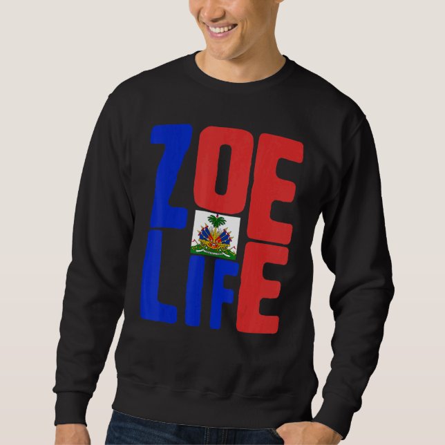 Zoe Life Haitis Pride Perfekt Haiti Flagga Day May Lång Ärmad Tröja (Framsida)