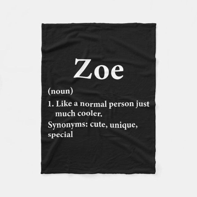 Zoe Namn Definition Roligt D  Fleecefilt (Framsidan)