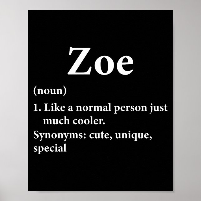 Zoe Namn Definition Rollig D  Poster (Framsidan)