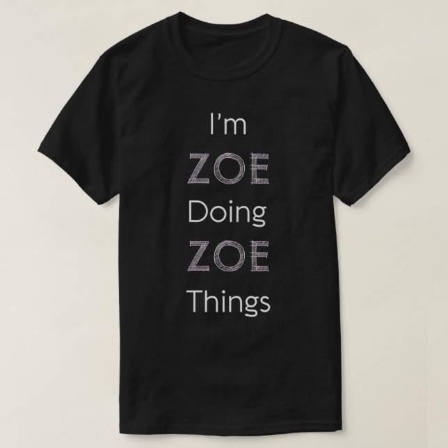 Zoe Namn Personlig Women Cute Rosa Girl Sak T Shirt (Design framsida)