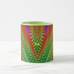 ZOE ~ Zany 3D ~ Grönt, Red, Orange och Lila Mugg