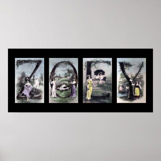 ZOEY Alphabet Brev Namn Art Poster (Framsidan)