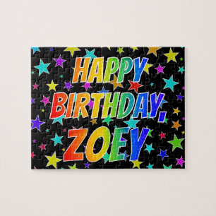 ’ZOEY’ First Namn, Roligt ’GRATTIS PÅ FÖDE Pussel